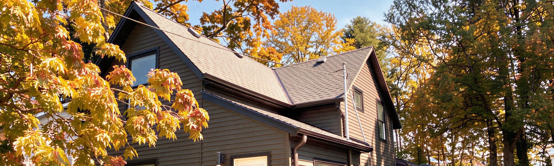 House with vinyl siding and gutters