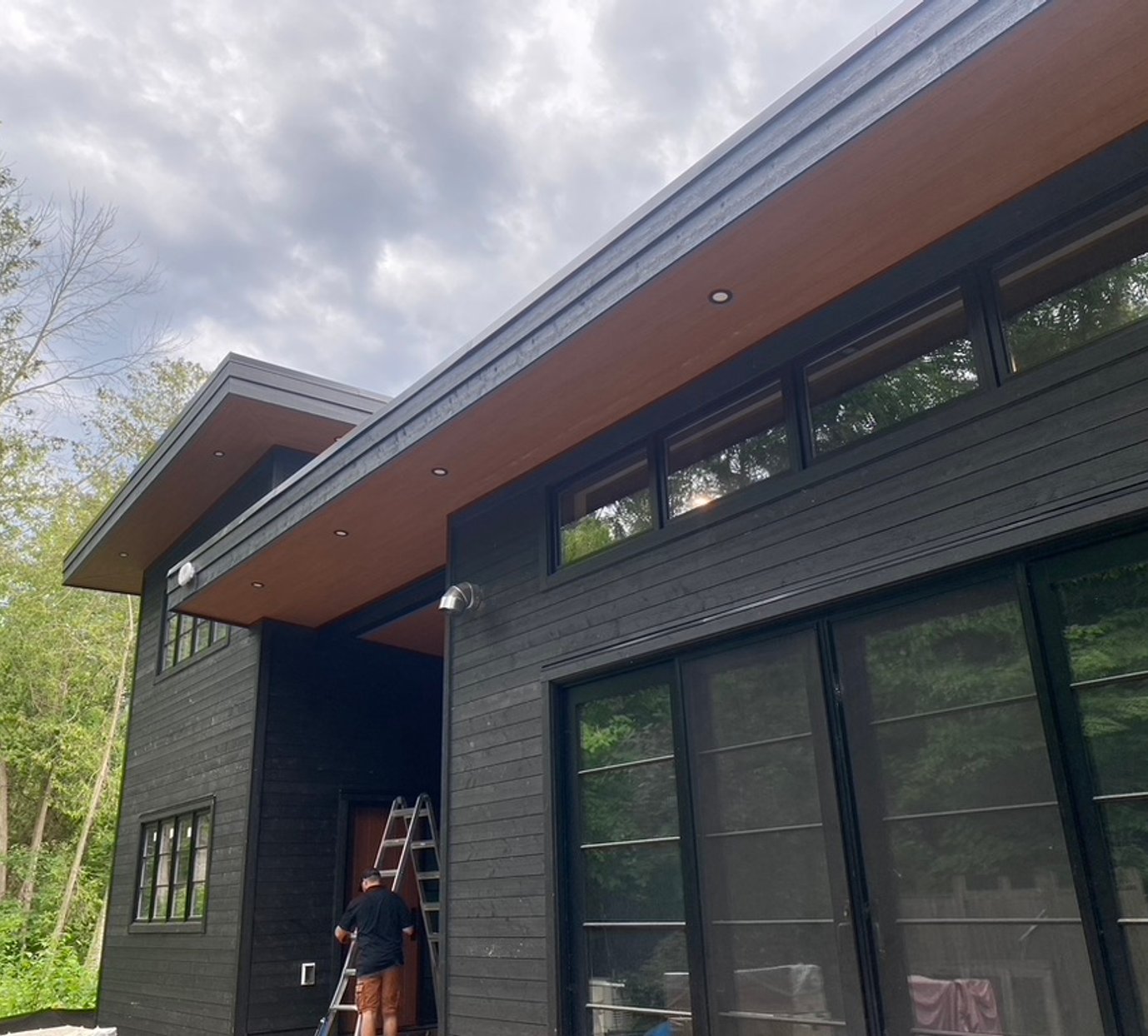 Professional soffit and fascia installation crew